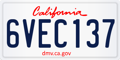 CA license plate 6VEC137