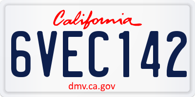 CA license plate 6VEC142