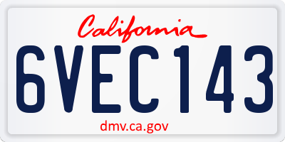 CA license plate 6VEC143