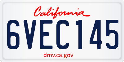 CA license plate 6VEC145