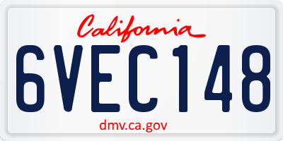 CA license plate 6VEC148