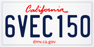 CA license plate 6VEC150