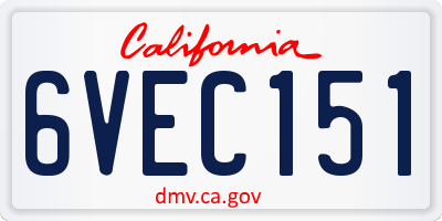 CA license plate 6VEC151