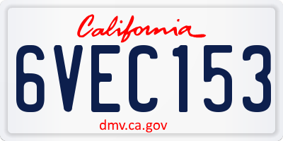 CA license plate 6VEC153