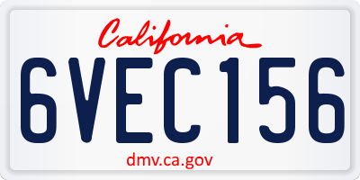 CA license plate 6VEC156