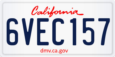 CA license plate 6VEC157