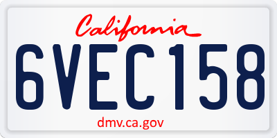 CA license plate 6VEC158