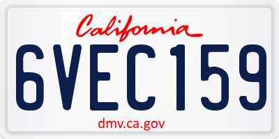 CA license plate 6VEC159