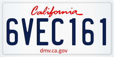 CA license plate 6VEC161
