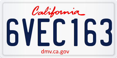 CA license plate 6VEC163
