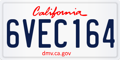 CA license plate 6VEC164