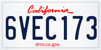 CA license plate 6VEC173