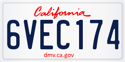 CA license plate 6VEC174