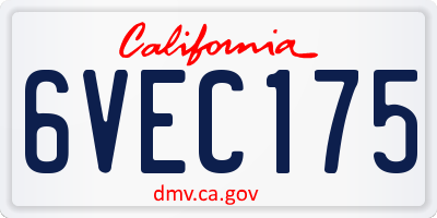 CA license plate 6VEC175
