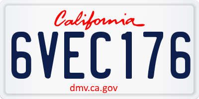 CA license plate 6VEC176