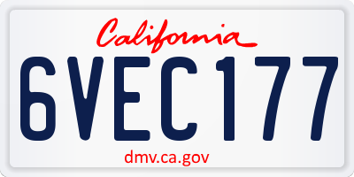 CA license plate 6VEC177