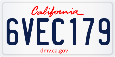 CA license plate 6VEC179