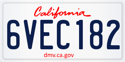 CA license plate 6VEC182