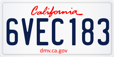 CA license plate 6VEC183