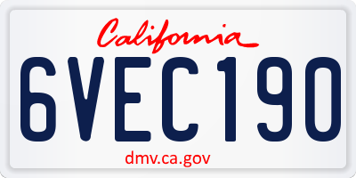 CA license plate 6VEC190