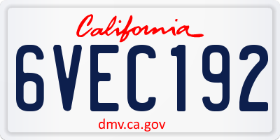 CA license plate 6VEC192