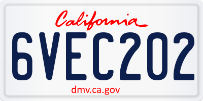 CA license plate 6VEC202