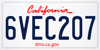 CA license plate 6VEC207