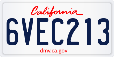 CA license plate 6VEC213