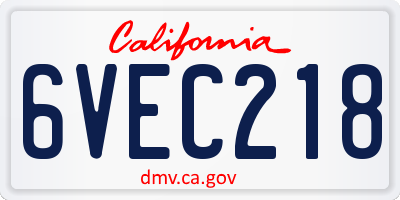 CA license plate 6VEC218