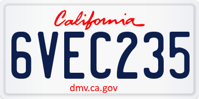 CA license plate 6VEC235