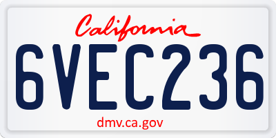 CA license plate 6VEC236