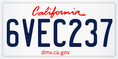 CA license plate 6VEC237