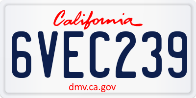 CA license plate 6VEC239
