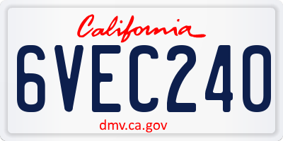 CA license plate 6VEC240