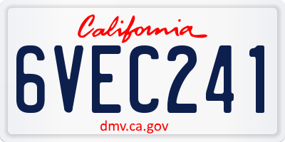 CA license plate 6VEC241