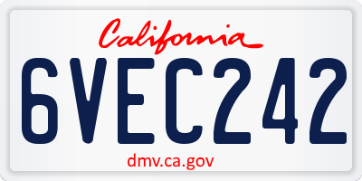 CA license plate 6VEC242