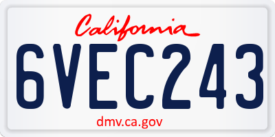 CA license plate 6VEC243