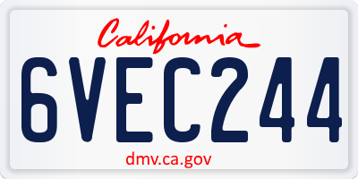 CA license plate 6VEC244