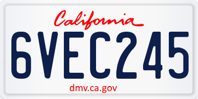 CA license plate 6VEC245