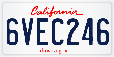 CA license plate 6VEC246