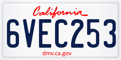 CA license plate 6VEC253