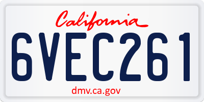 CA license plate 6VEC261
