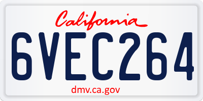 CA license plate 6VEC264