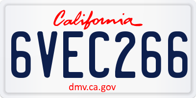 CA license plate 6VEC266