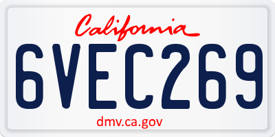 CA license plate 6VEC269