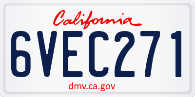 CA license plate 6VEC271
