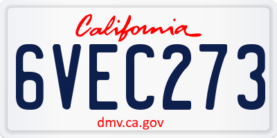 CA license plate 6VEC273