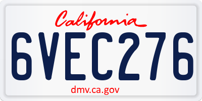 CA license plate 6VEC276