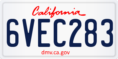 CA license plate 6VEC283