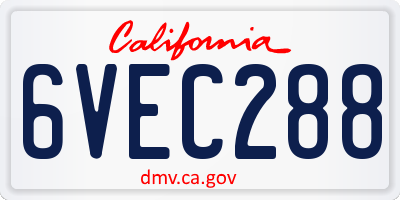 CA license plate 6VEC288